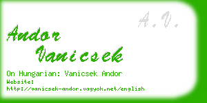 andor vanicsek business card